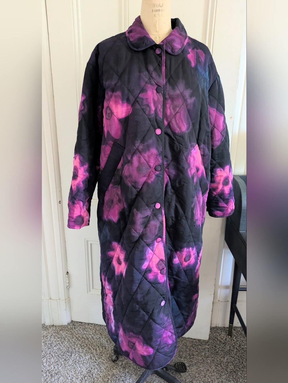 Rachel Comey X Target Quilted Long Floral Coat in Tie Dye Purple